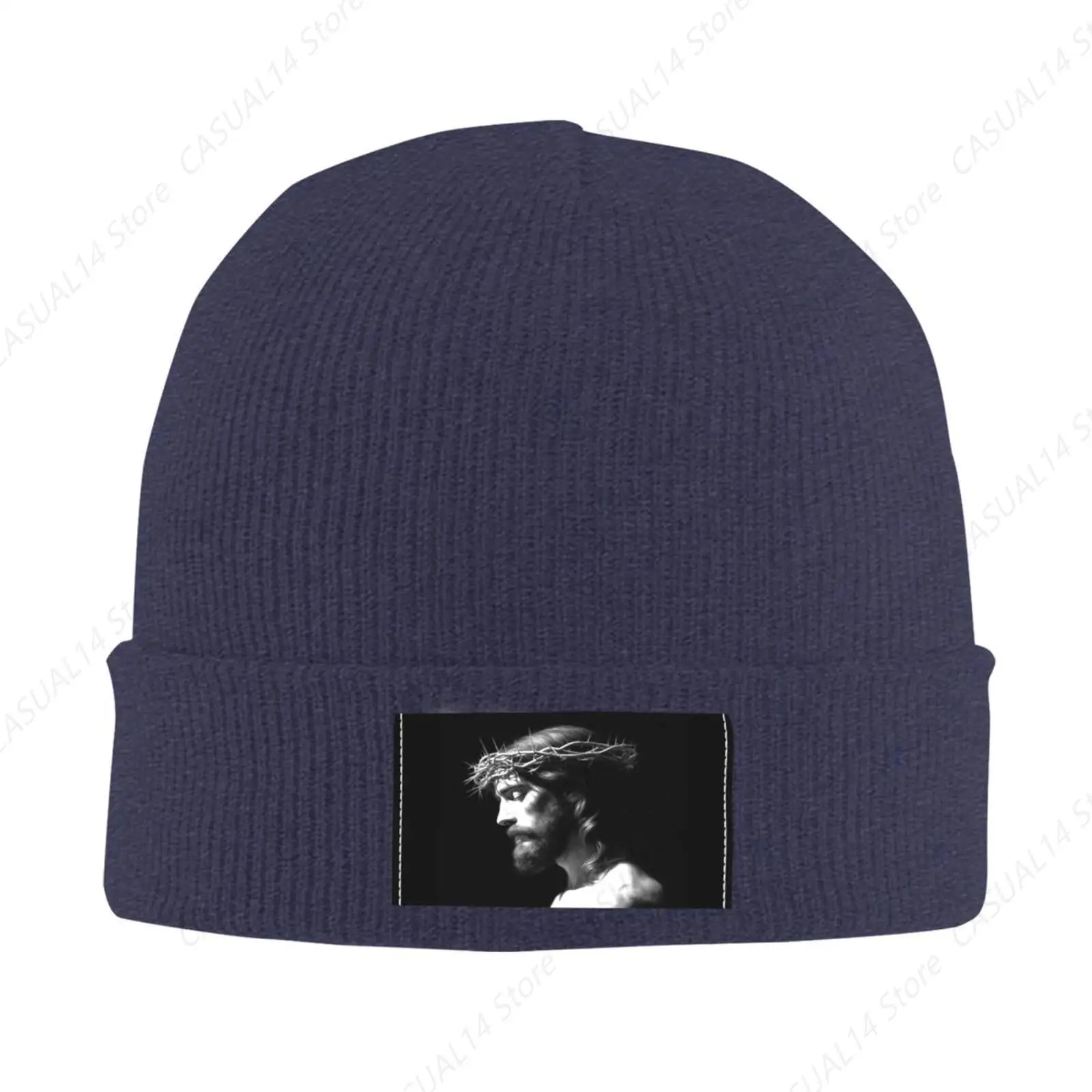 

Винтажная вязаная шапка-бини с рисунком Христиана Христа Иисуса, зимне-осенние головные уборы для мужчин и женщин, мягкая теплая шапка с черепом, объемные вязаные шапки