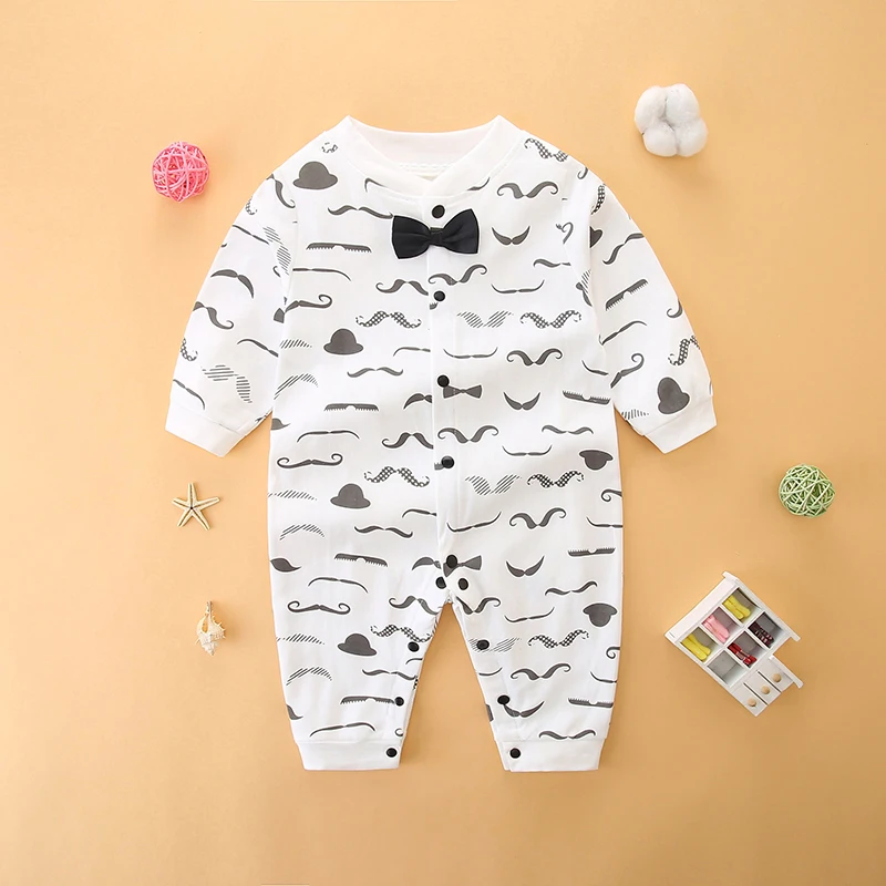 

Newborn Pure Cotton Jumpsuit, Baby Boy's Harem Style, Gentleman Style, Full Moon Dress, Autumn, 0-3-6 Months