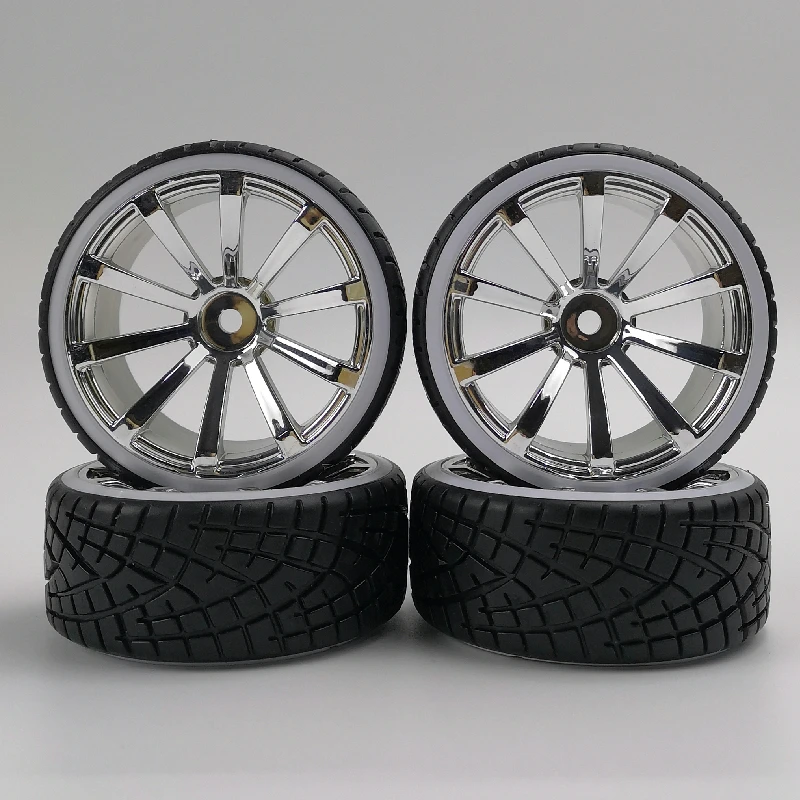 4pcs 3/6mm Offset 1/10 Scale Plastic Wheel Rim with Hard Plastic Tire Tyre with Soft Insert RC Car Drift On road Touring Model