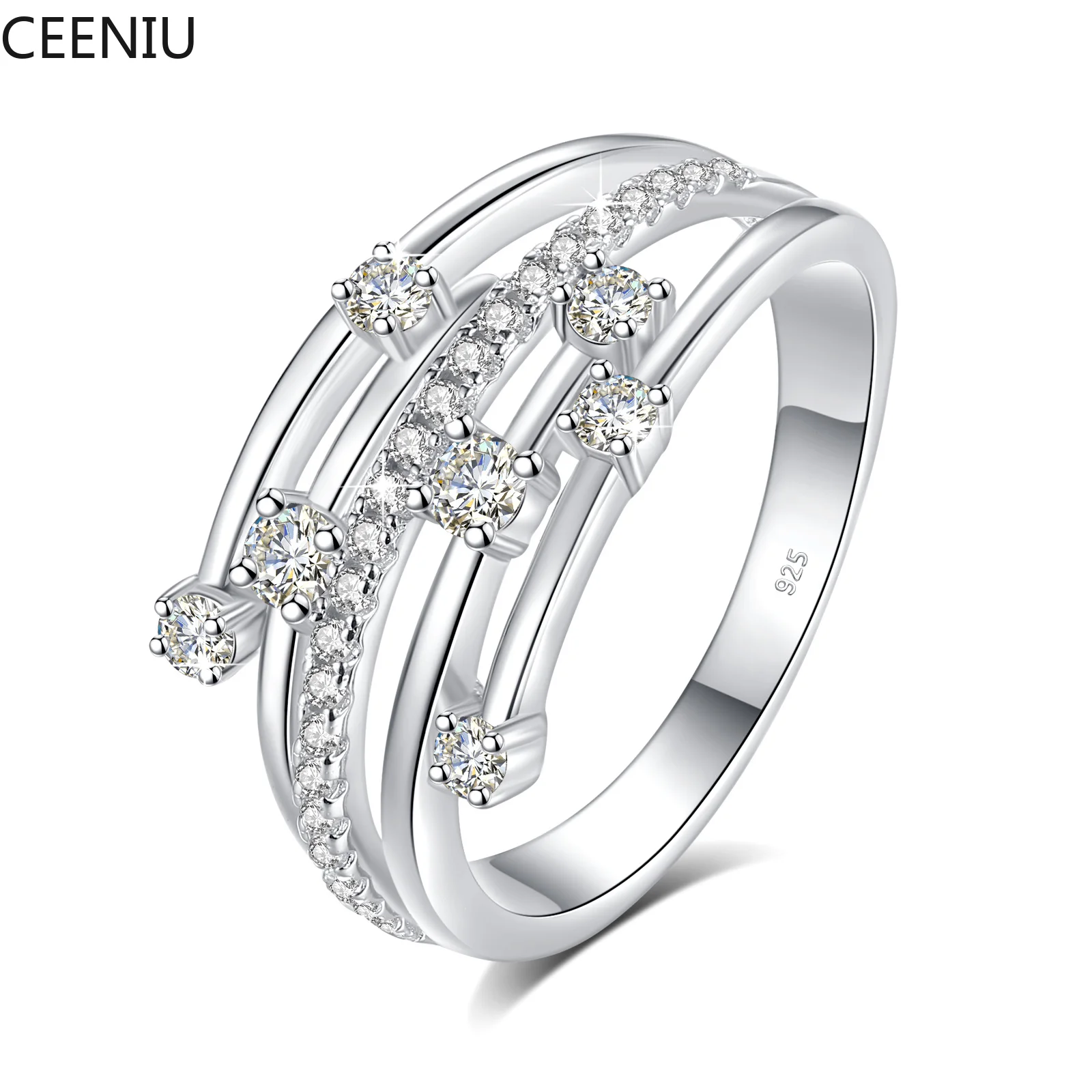 Moissanite Ring Eternity Wedding Band Solid 925 Silver Rings For Women Jewelry Engagement Gift Dropship