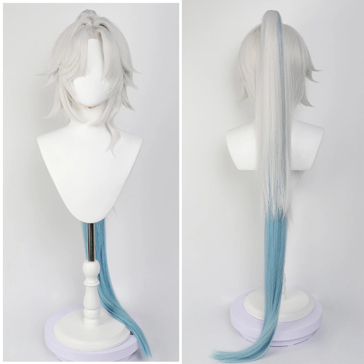 Feixiao Cos Wig Collapse Star Dome Railway General Synthetic Fiber Split Ponytail Gradient Simulation Scalp Headpiece Cos Wig