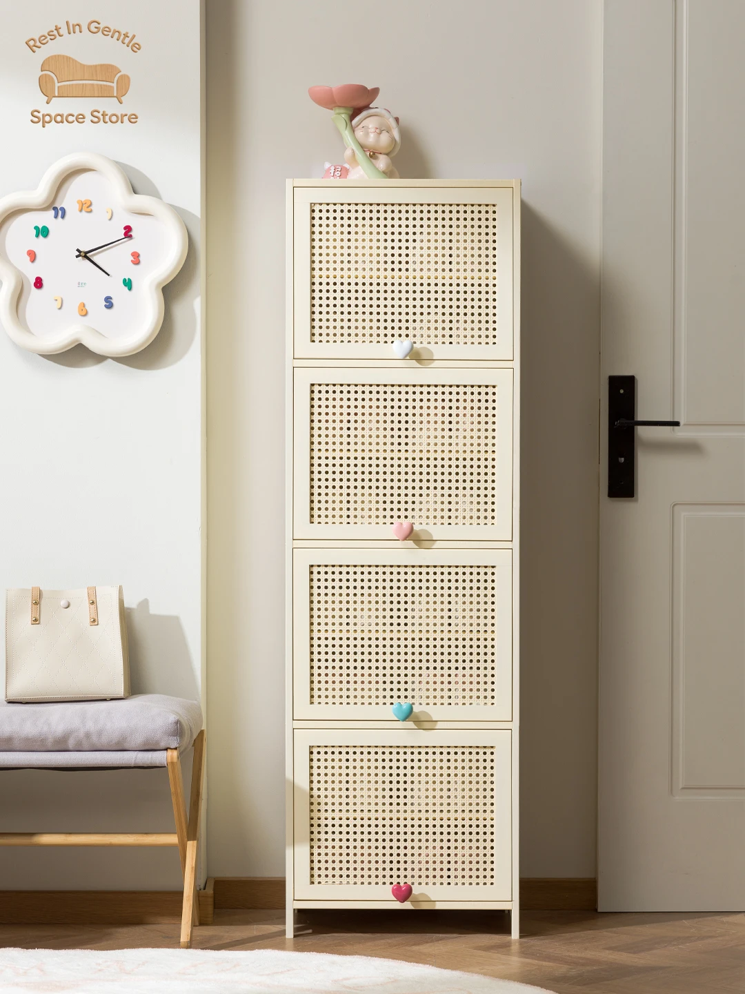 New cream wind dopamine shoe cabinet multi-layer dust storage