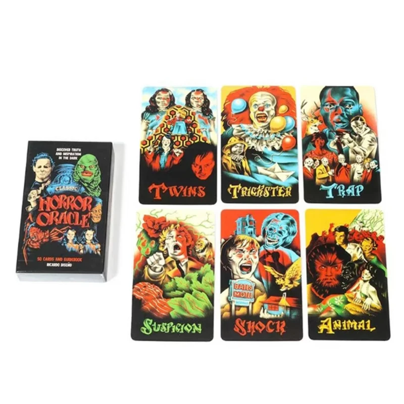 

Classic Horror Tarot Cards Psychological Oracle Deck Portable Classic Horror Oracle Full English Version 50-Card Cards Game