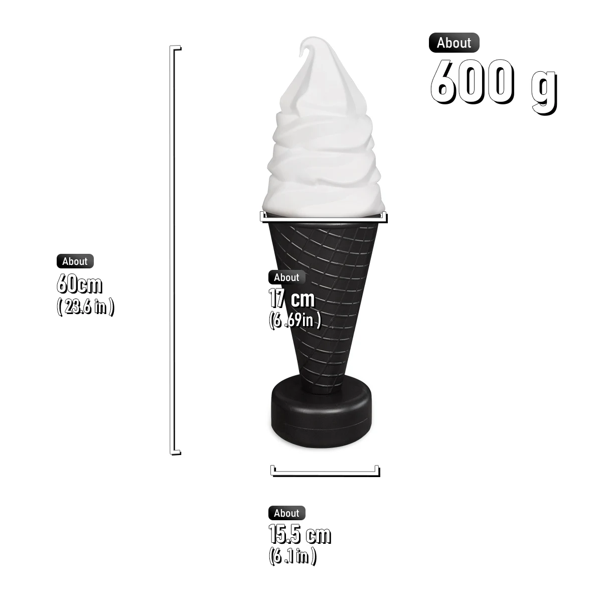 60 cm riesige gefälschte Eis-Fotografie-Requisiten – großes PVC-Dessertmodell für Fotografie, Schaufenster, Dekoration, Geburtstagsfeier – Detail 12
