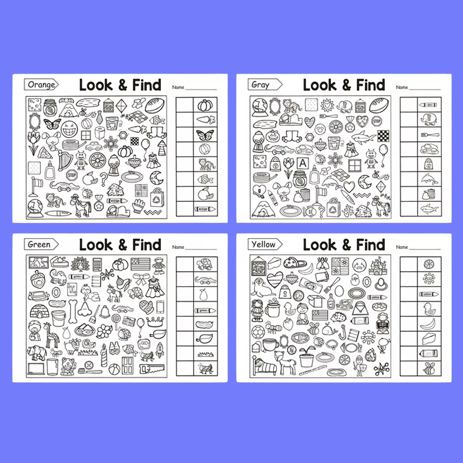 32 Pages Fun Search&Color Book for Kids,Hidden Objects Activity to Boost Focus,Attention&Early Educational Handwriting Practice