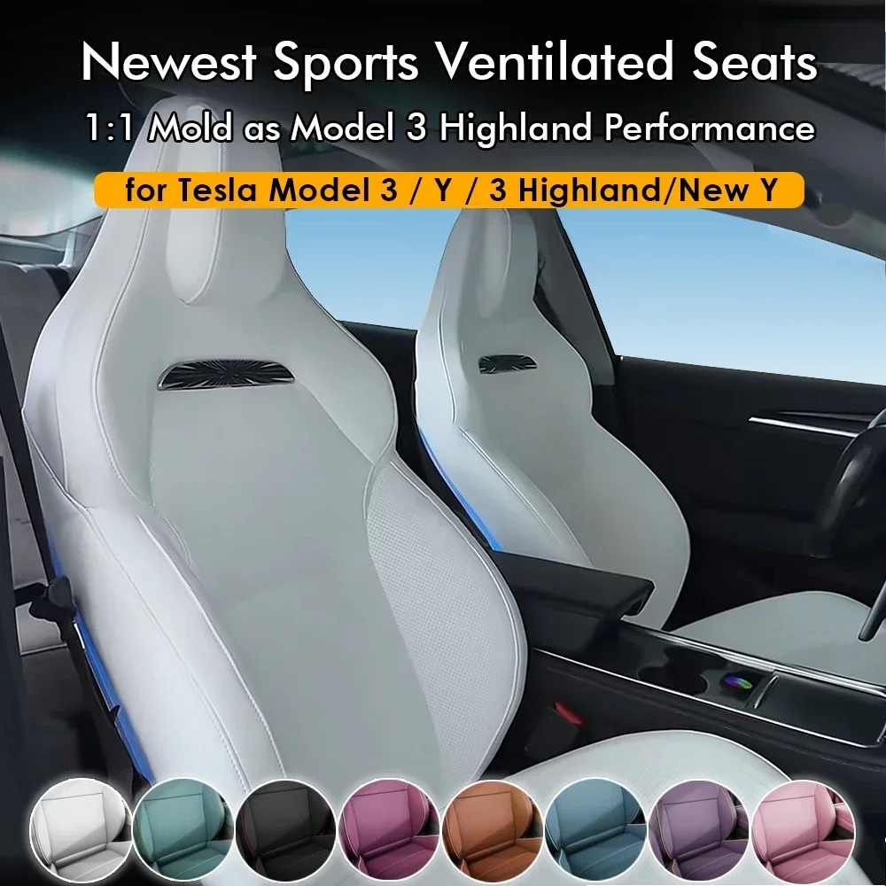 CSSBOON Sports Ventilation Seat for Tesla Model 3 Y 2016-2026 Front Two Seats Cushion Rear Seat Cover Model 3 Performance Style