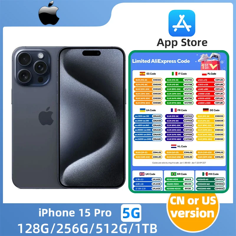 Apple iphone 15 Pro 5G 6.1'' A17Pro Bionic Chip iOS17 128GB/256GB/512GB/1T ROM All Colours in Good Condition Original used phone