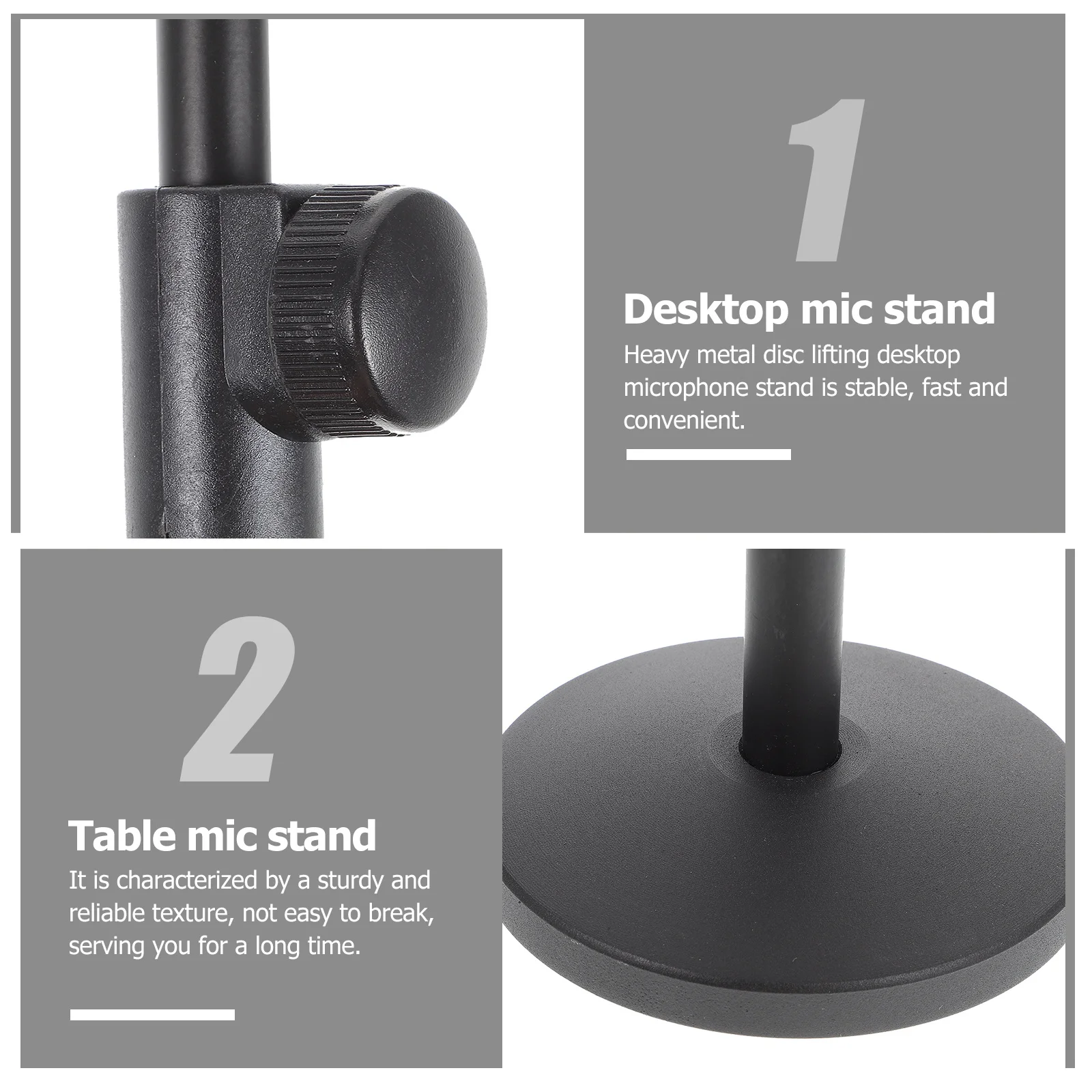 

Metal Disc Microphone Stand Adjustable 260Mm-360Mm Desktop Mic Stand For Streaming Broadcasting Tripod