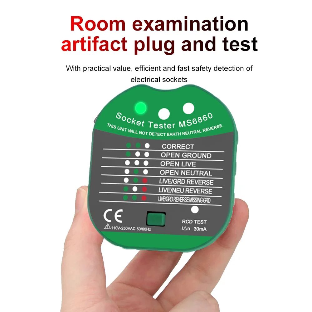 New Socket Tester Ground Zero Line Plug Pro Voltage 30mA RCD Leakage Test US UK EU Plug Smart Detector Polarity Phase Check Tool