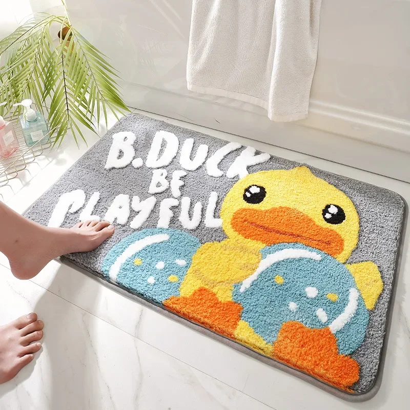 New Little Yellow Duck Absorbent Non Slip Bathroom Floor Mat Bedroom Entrance Quick Drying Foot Mat Thickened Bathroom Carpet