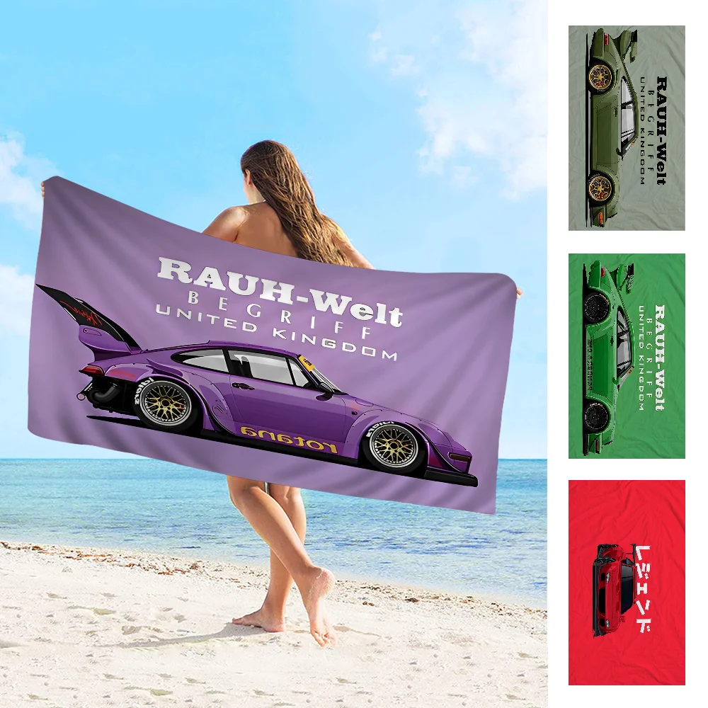 

Tokyo JDM Drift Sports Car Beach Towel Cartoon Cute Summer Kids Large Bath Pool Beach Towel Microfiber Absorbent For Swimming