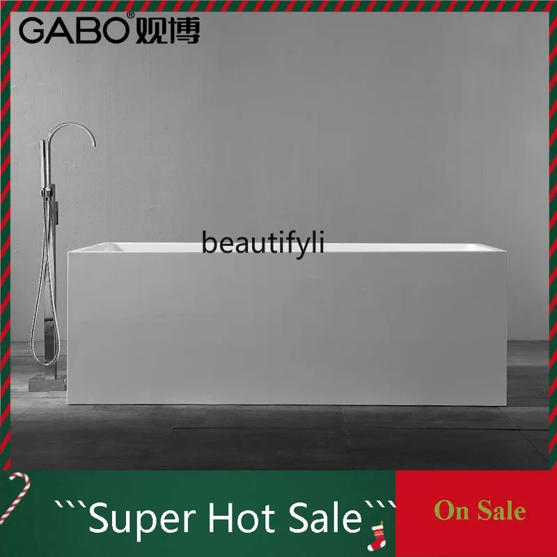 A076 Adult rectangular bath tub 1.7 meters white household acrylic bath