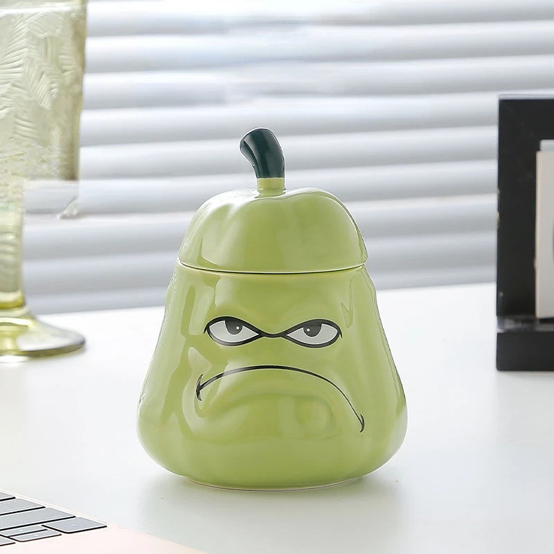 

New Creative Wogua Ceramic Cup Series Wavy Gourd Mug and Funny Bitter Gourd With Lid Spoon Must-Haves for Drinkware Gift Giving