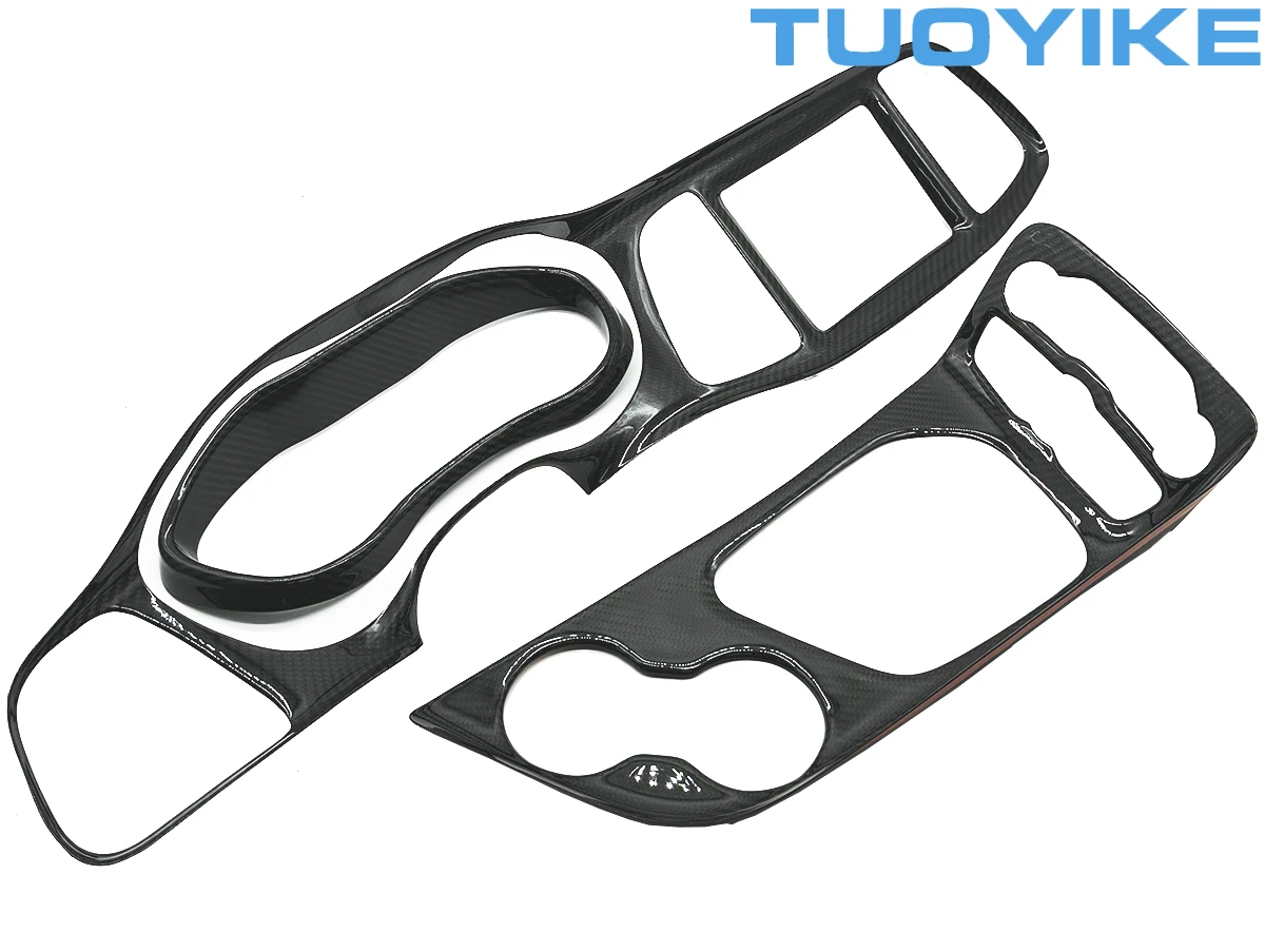 LHD Car Real Dry Forged Carbon Fiber Central Console Gear Shift Panel Trim Cover Decoration For Dodge Challenger SRT 2015-2023