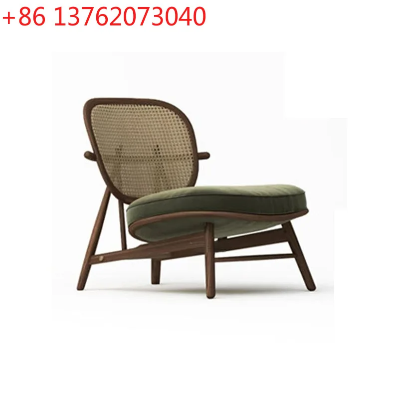 

Скандинавский одноместный диван-кресло из цельного дерева из ротанга для дома, гостиной, отдыха, отеля, клуба, кресло с ленивой спинкой