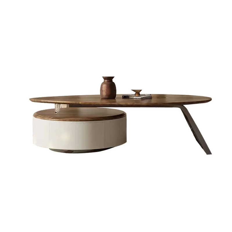 

New walnut special-shaped leaf coffee table size apartment living room household table