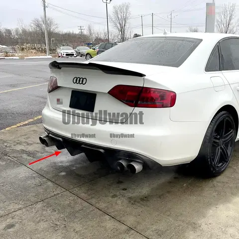 For Audi A4 S4 B8 B8.5 Sedan 08-16 (No LED) Car Rear Diffuser Bumper Corner Spoiler Splitter Lip Protector Guard Carbon Fiber