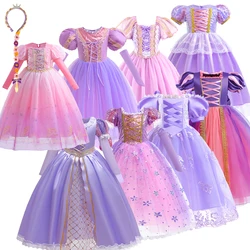 Princess Cosplay Rapunzel Girl Dress Kid Tangled Halloween Vestido Kids Birthday LED Flashing Christmas Costume