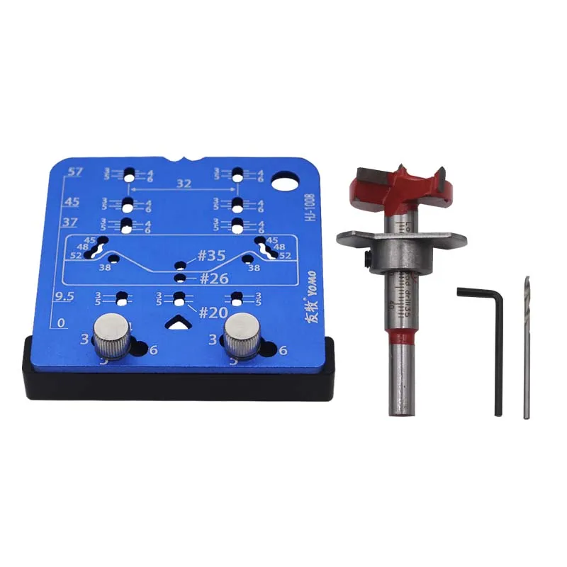

Woodworking 35mm Hinge Boring Jig with Fixture - Cup Style Boring Hole Drill Guide Aluminum Hole Opener Template Door Cabinets