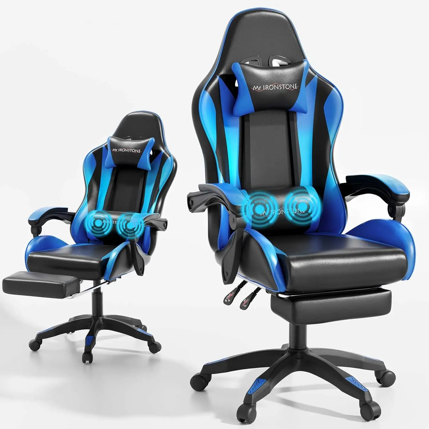 

Gaming Chair, Computer Chair with Massage Lumbar Support and Footrest Height Adjustable, Game Chair with, Customized
