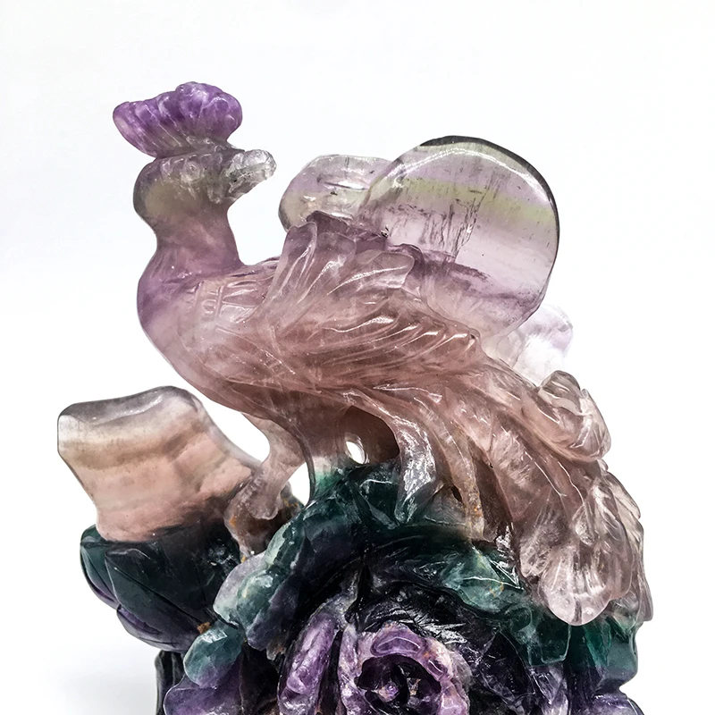 High Quality Rainbow fluorite flower Hand Carved Natural Crystal Craft  fluorite lotus for home decoration and sale