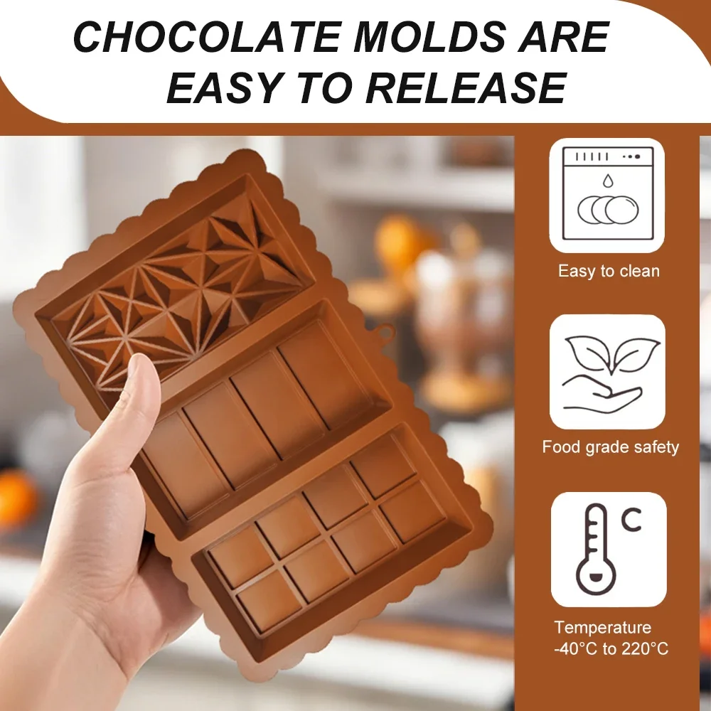قالب شوكولاتة عميق 1 بوصة - قالب سميك من السيليكون الفستق على طراز دبي للألواح المحشوة قالب حلوى كبير للتعبئة #3