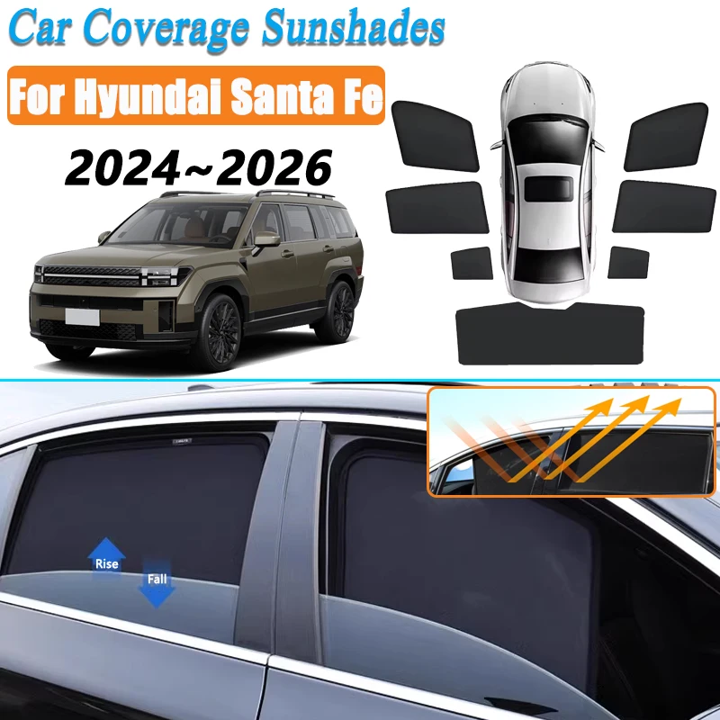 

Car Mesh Coverage Sunshades For Hyundai Santa Fe Accessories MX5 2024~2026 Sunscreen Window Cover Magnetic Sun Protection Visor