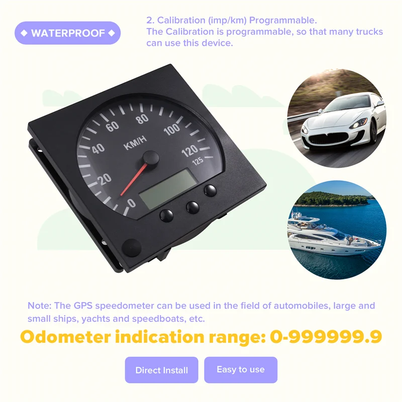 عداد سرعة الشاحنة العالمي بقطر 140 مم 0-125 كم/ساعة مع إضاءة خلفية وعداد المسافات 9-36 فولت #5