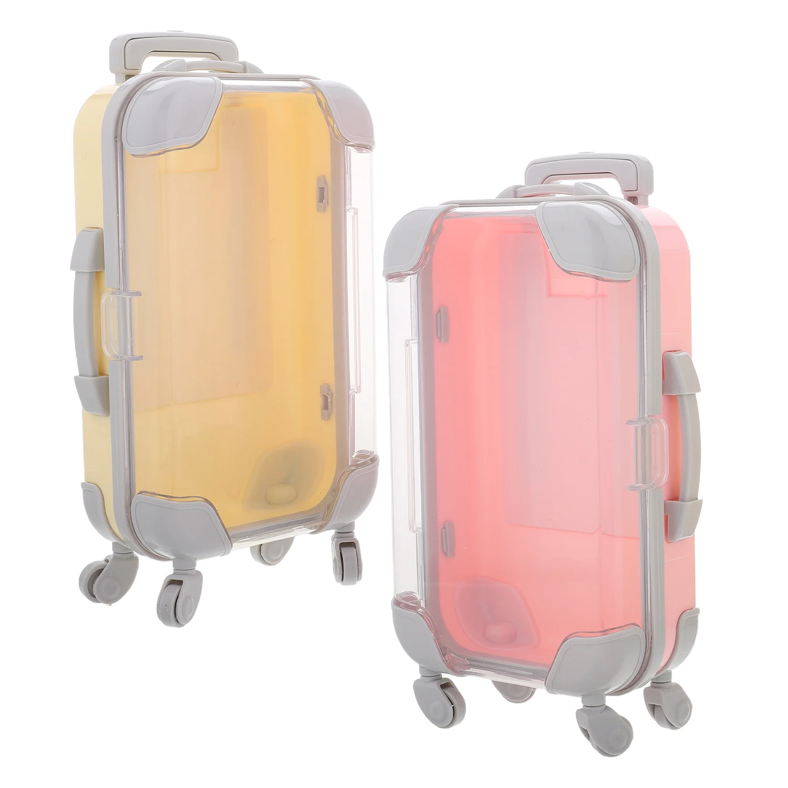 

2pcs Eyelash Box Empty Storage Travel Suitcase Plastic False Organizer Mini Luggage Container Portable Packaging Holder