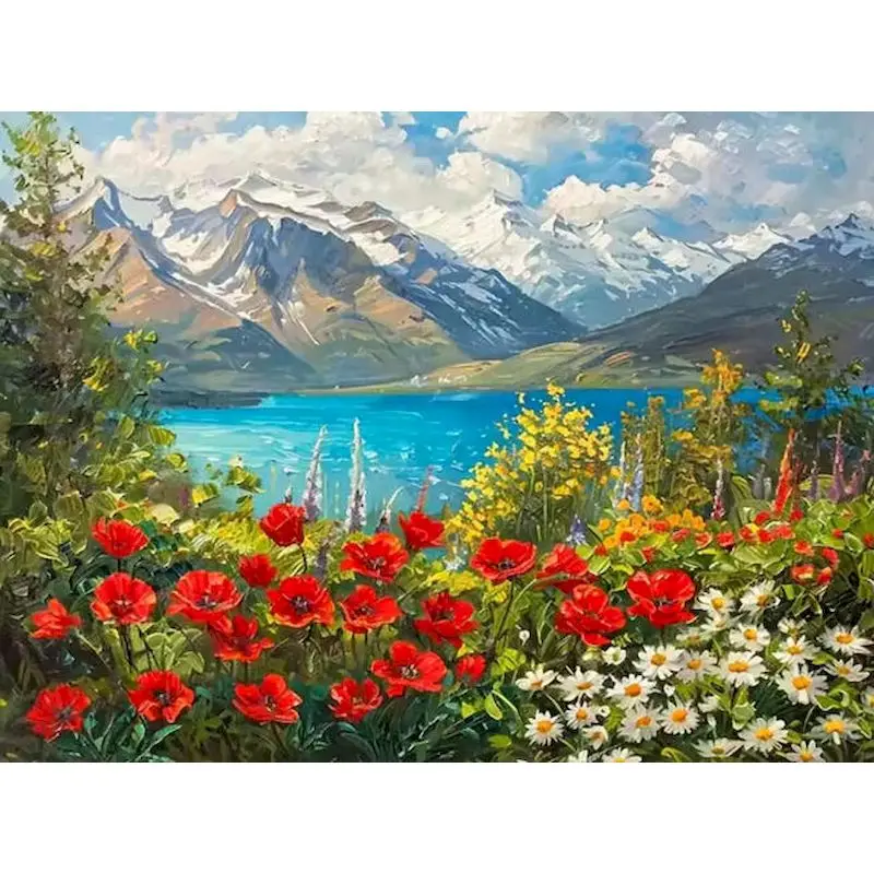 

GATYZTORY River Scenery Paint By Numbers Hand Painting Coloring By Numbers Landscape Number Painting For Adults Diy Crafts