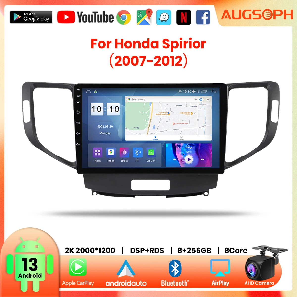 

Android 13 Car Radio for Honda Spirior Accord 8 Acura TSX 2007-2012, 2K Multimedia Player with 4G Carplay DSP & 2Din GPS