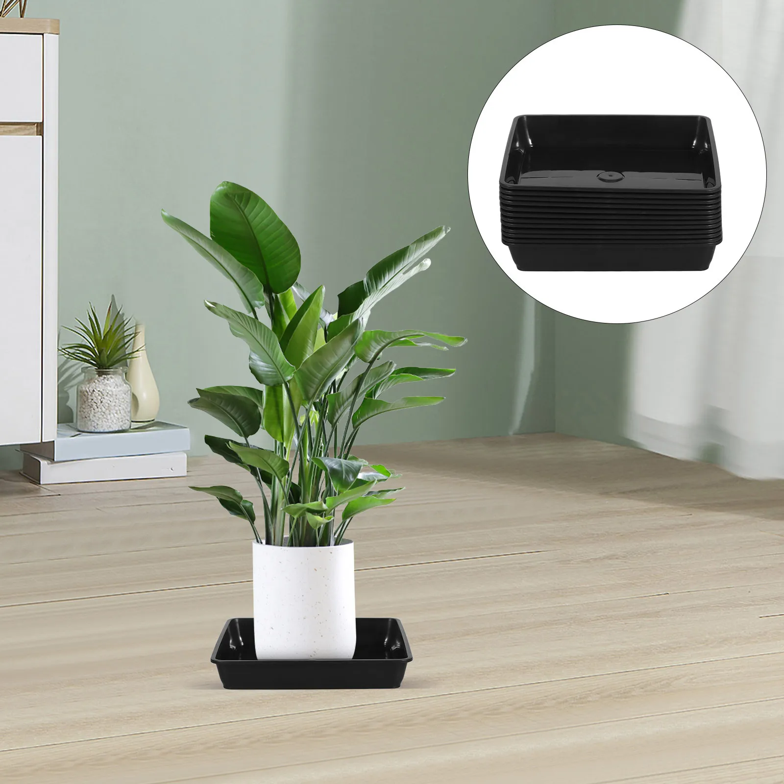 12 قطعة من أصيص الزهور السفلي المربع الشكل المقاوم للماء قاعدة وعاء النبات للاستخدام الداخلي والخارجي صواني الزهور صواني المياه البستنة #1