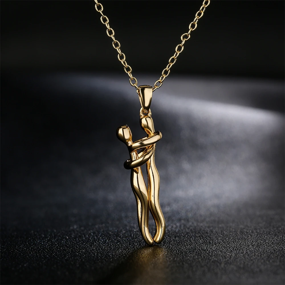 NEWBUY High Quality Gold Color Copper Wedding Jewelry 2022 Fashion Unique Design Women Men Give me a Hug Necklace Wholesale