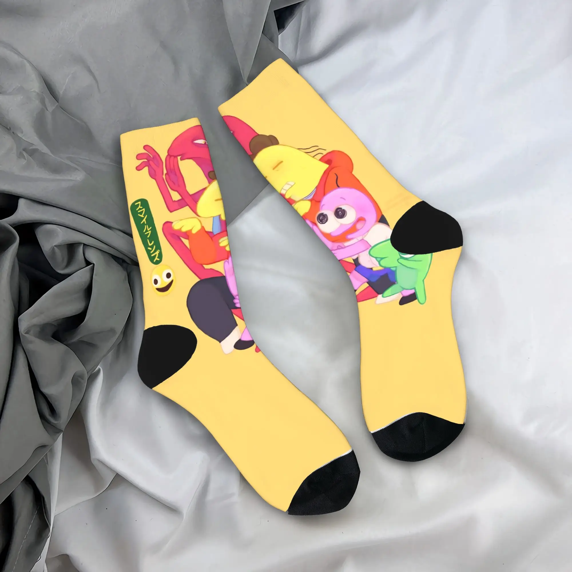 Calcetines de dibujos animados S-Smiling Friends, medias Kawaii para adultos y hombres, calcetines suaves de escalada, calcetines antisudor de diseño de otoño