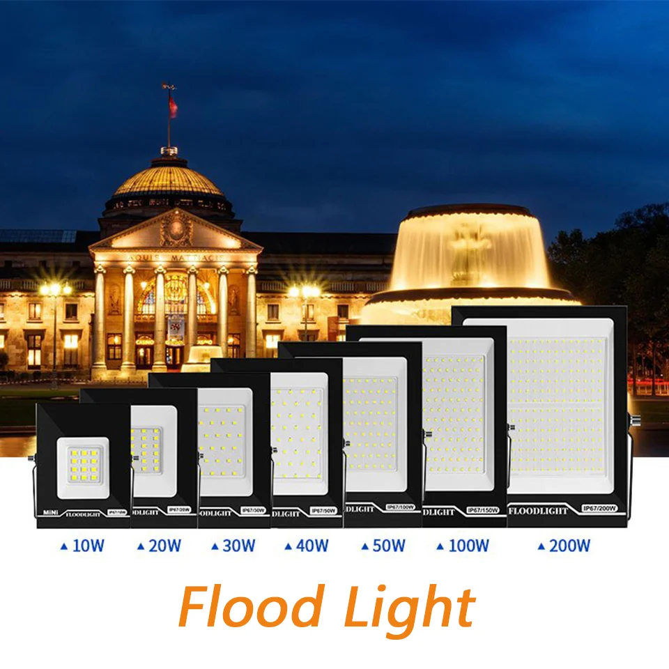 Waterproof IP67 LED Flood Light 10W 20W 30W 50W 100W 150W AC 220V Garden Projector Outdoor Lighting Spotlight Wall Floodlights