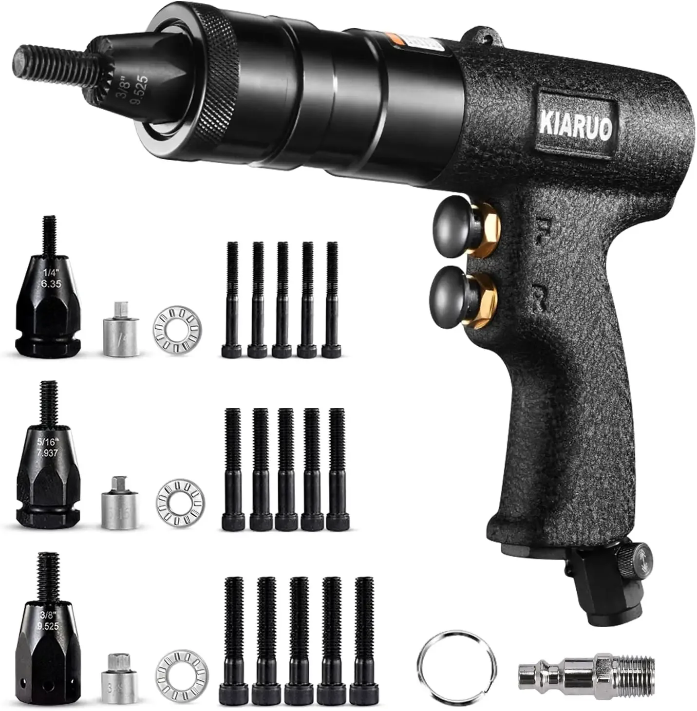 

Pneumatic Rivet Nut Gun with Self-locking Head Gun 1/4 & 5/16 & 3/8 Mandrels,Industrial Grade Adjustable Speed Pull Rivnut Gun