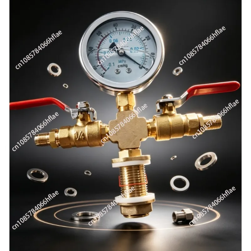 Silicone Oil Filled Negative Pressure Gauge Kit forVacuumDefoaming Tank, Range -0.1Mpa,Thread Sizes 8MM/10MM/7/16-20UNF