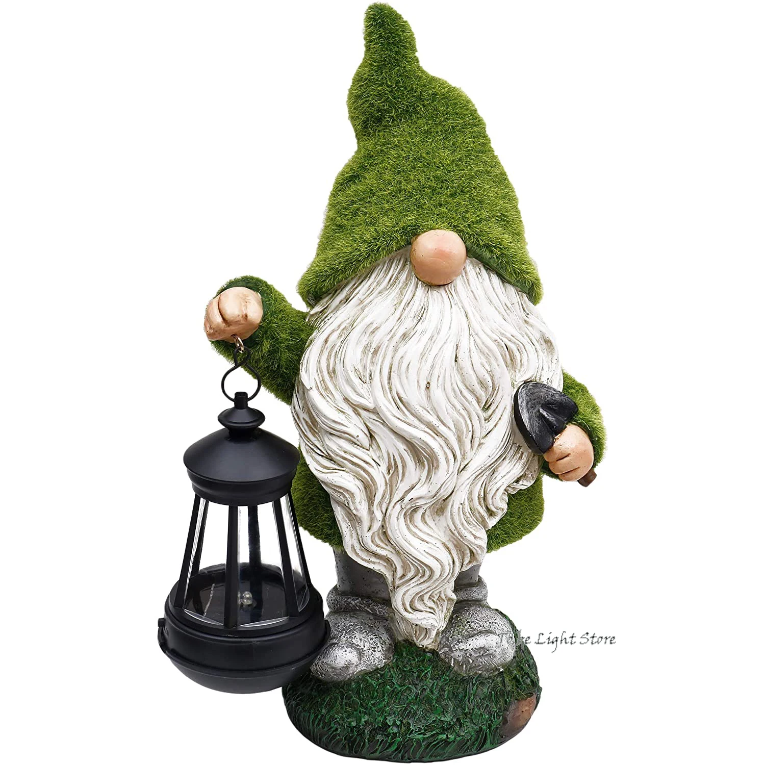 

Flocked Garden Gnome Decorations with Solar Lights, Large Garden Statue and Sculpture with Lantern for Outdoor Patio Lawn Yard