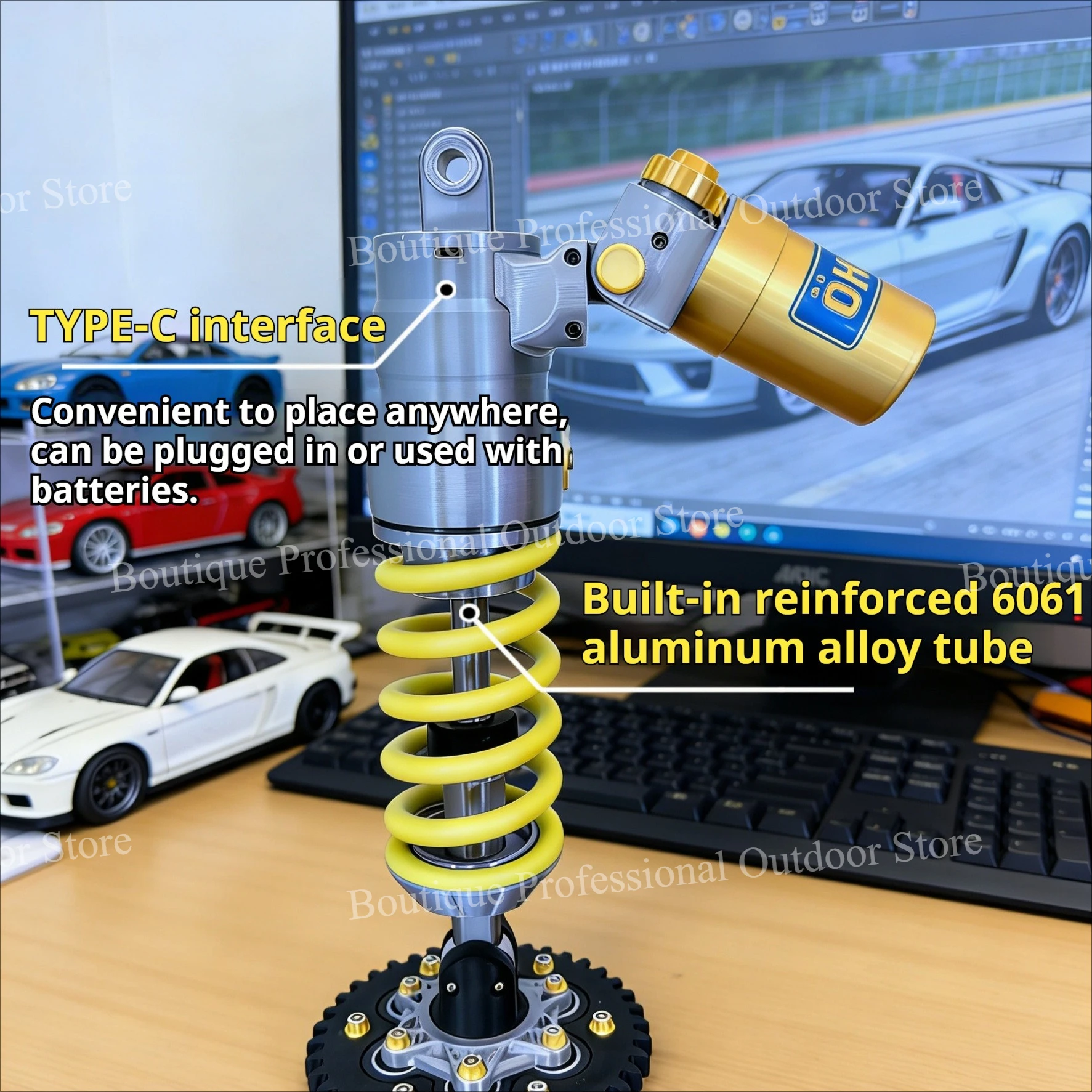 3D Printed Industrial Shock Absorption Desk Lamp, Cool Atmosphere Ornament Light for Gaming Room & Studio,Creative Gift for Boys