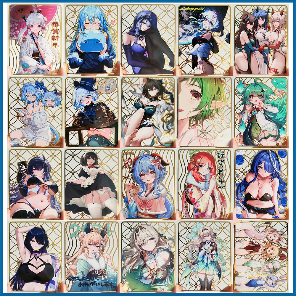 

Anime Goddess Story DIY ACG Sugar Rain Kamisato Ayaka Nahida Sexy Metal Card Boy Games Collectible Cards Christmas Birthday Gift