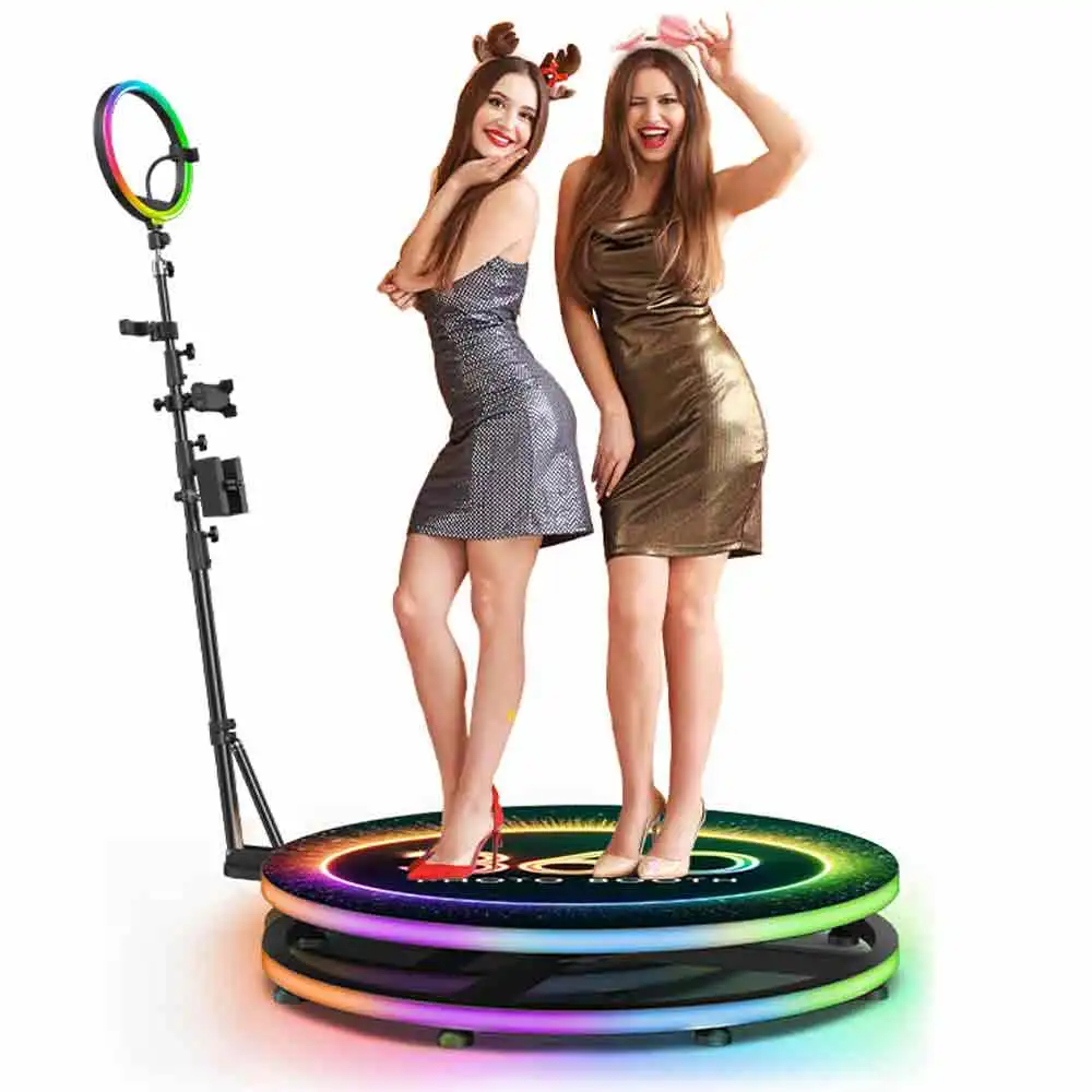 Selfie Portable 360 Photo Booth Machine with APP Control 360 Camera Photobooth Platform RGB Ring Light Dropshipping 60-115cm