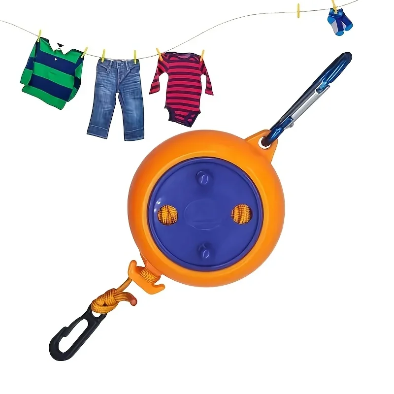 1 piece durable nylon 32ft retractable camping clothesline with reel attached - perfect for outdoor travel, fishing and camping