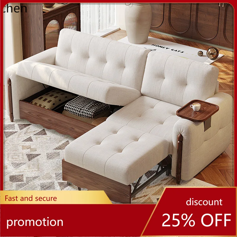 

ZML furniture retro storage cloud sofa cream wind fabric solid wood