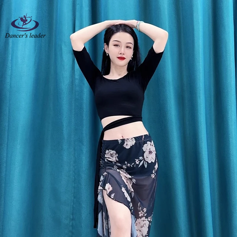 Belly Dancing Clothes Performance Clothes Top Beginner\'s plus size Modal Mid-Sleeve Practice Top Tie Performance Clothes