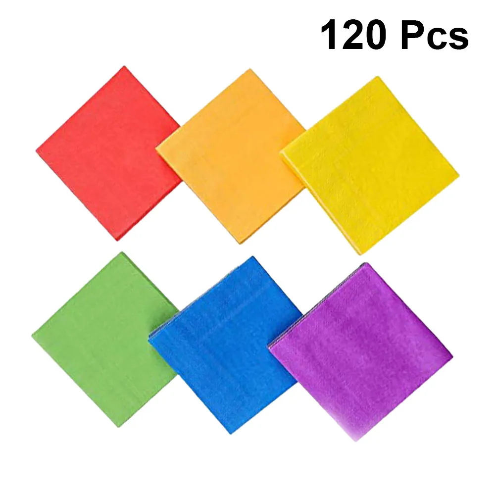 120Pcs Colorful Printed Napkins Party Disposable Paper Towels with Vivid Cartoon Patterns Absorbent Facial Tissues for Banquet