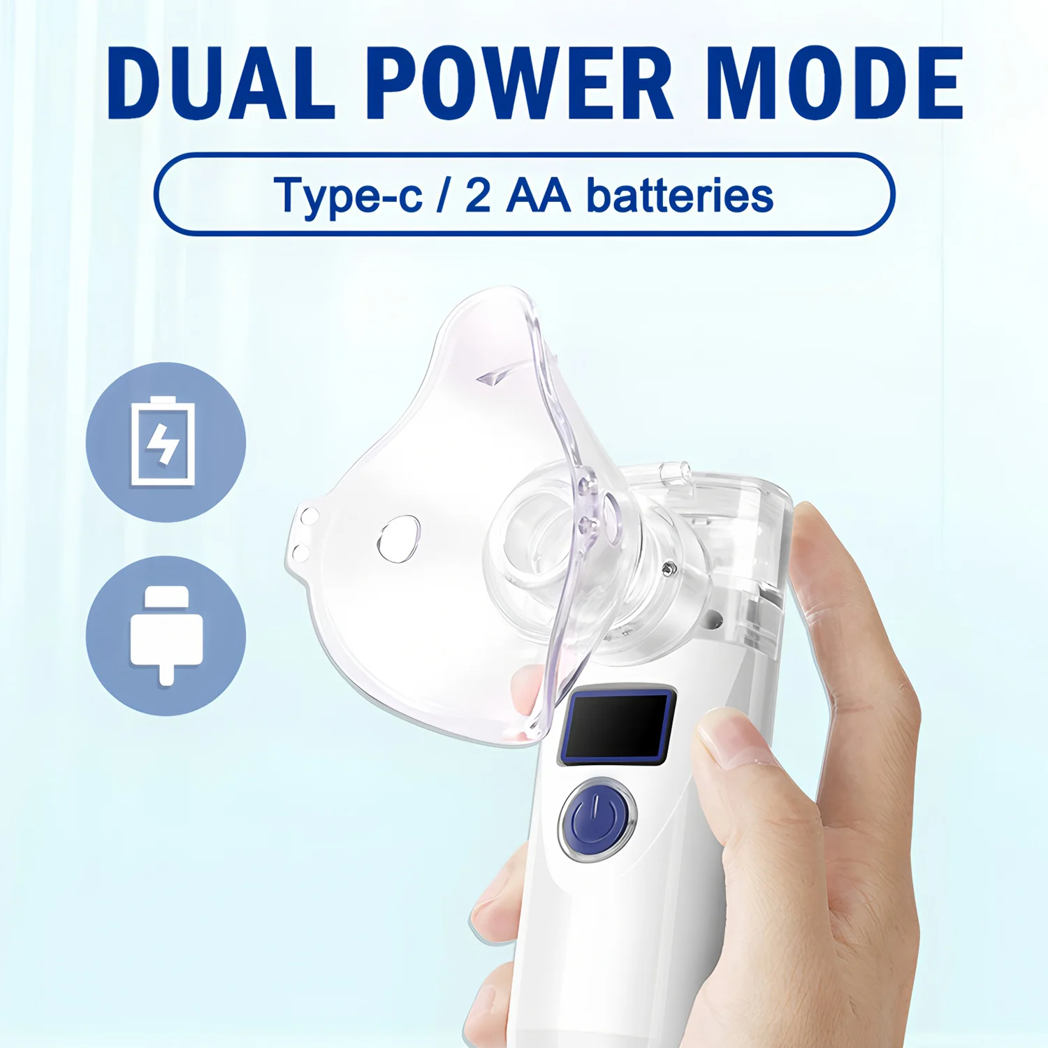 Mini nebulizador portátil de mano, atomizador de malla silencioso con pantalla digital, nebulizador para adultos, inhalador para niños