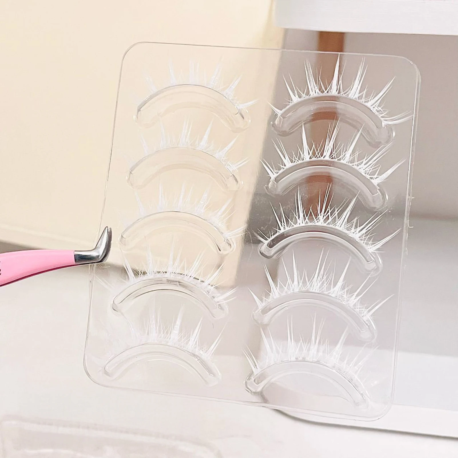 5 Pairs White False Eyelashes Lash Extensions C Curl Mixed Lengths Cosplay False Eyelashes Halloween Christmas Party Makeup