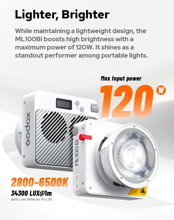 Godox ML100Bi バイカラー ポータブル LED ライト 120W オンボード