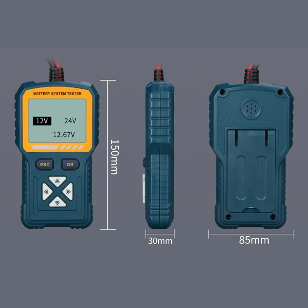 12V 24V for Smart Battery Tester for Cars with Internal Resistance Capacity and Load Test Capabilities Backlit Display