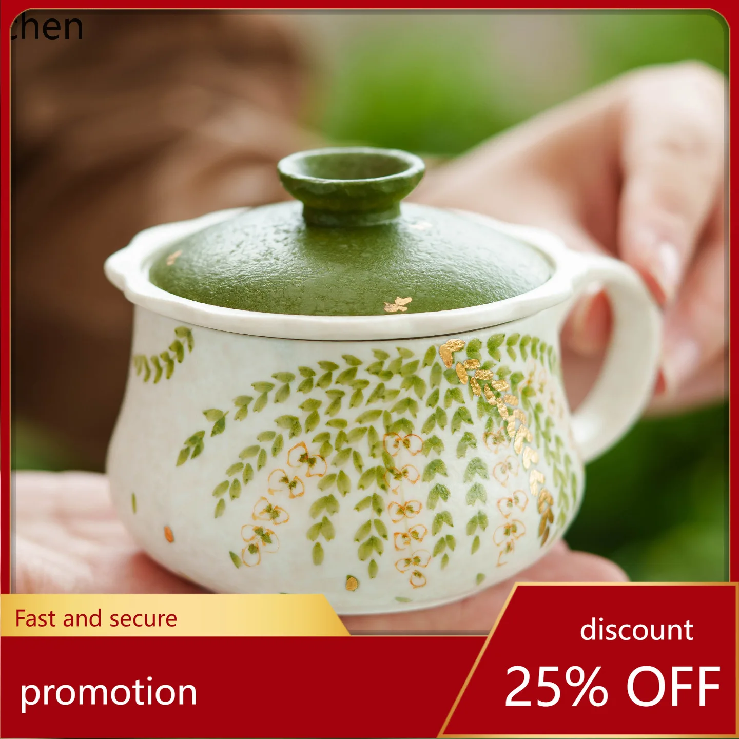 

Zml tea cup with lid ceramic tea and coffee cup for homechinoiserie office tea separation cup